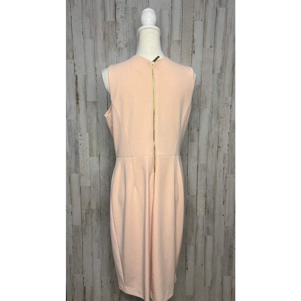 Calvin Klein Women's Size 12 Pink Sleeveless Ruffle Knee Dress WORN ON TV