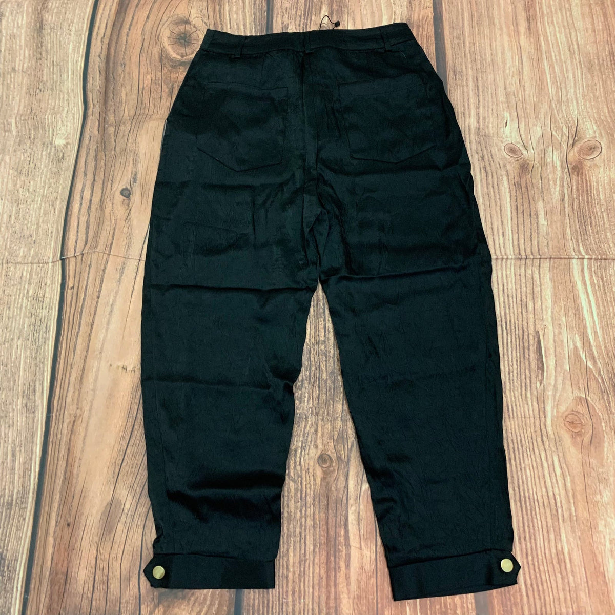 NWT Zara Black Silky Wide Leg Trousers Women's Size Medium