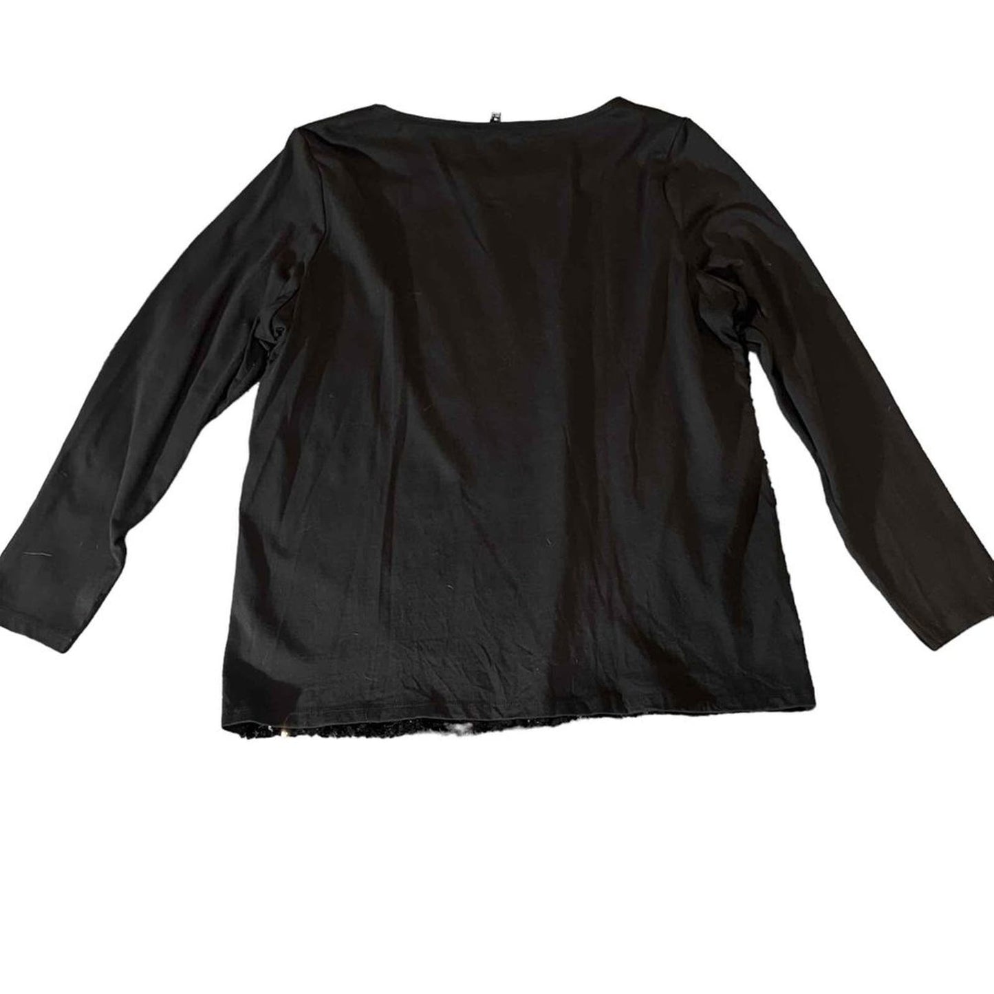 NWOT Talbots Women's Plus Size 1X Black Sequined Long Sleeve Crewneck Blouse