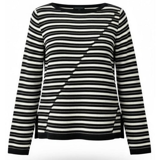Pendleton Sweater Womens Size Medium Black & White Striped Knit Pullover Boat