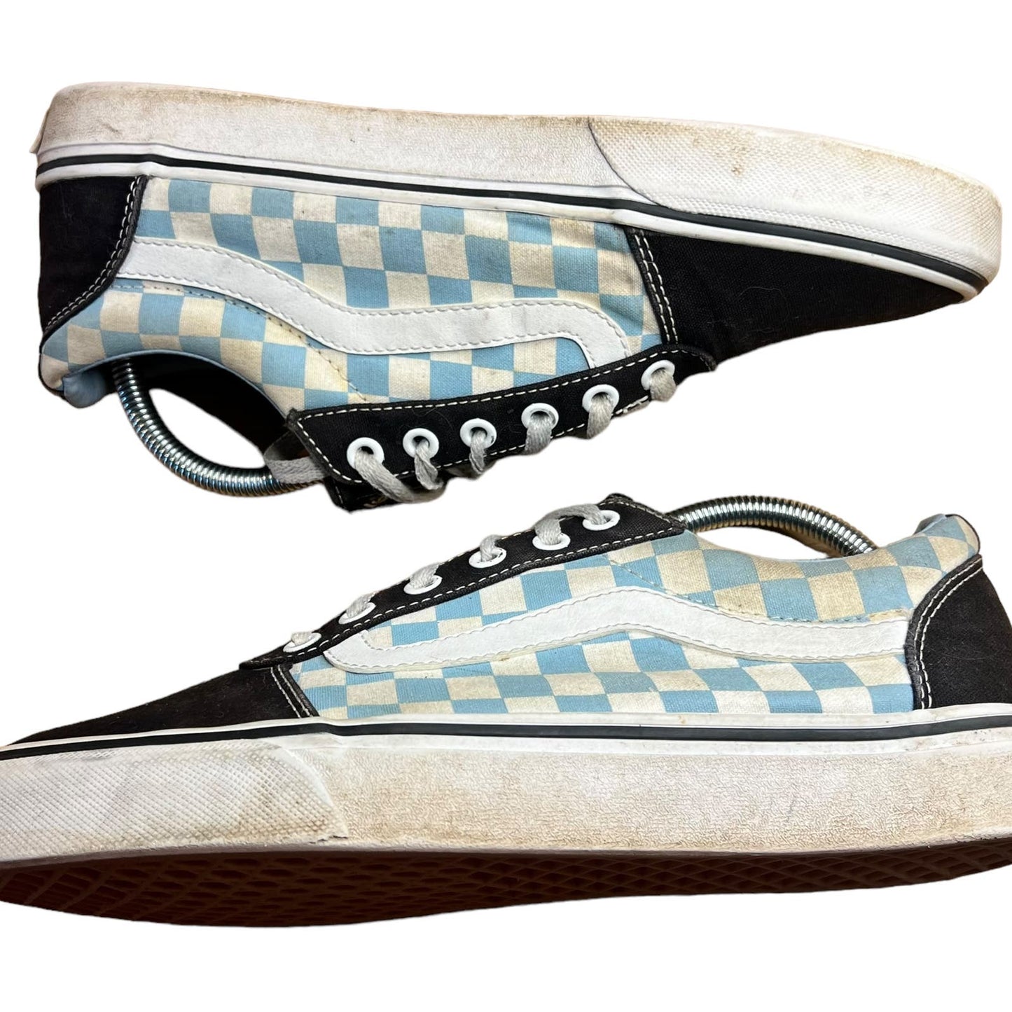 Vans Authentic Old Skool Baby Blue/True White Checkerboard Sneakers - Women's 10