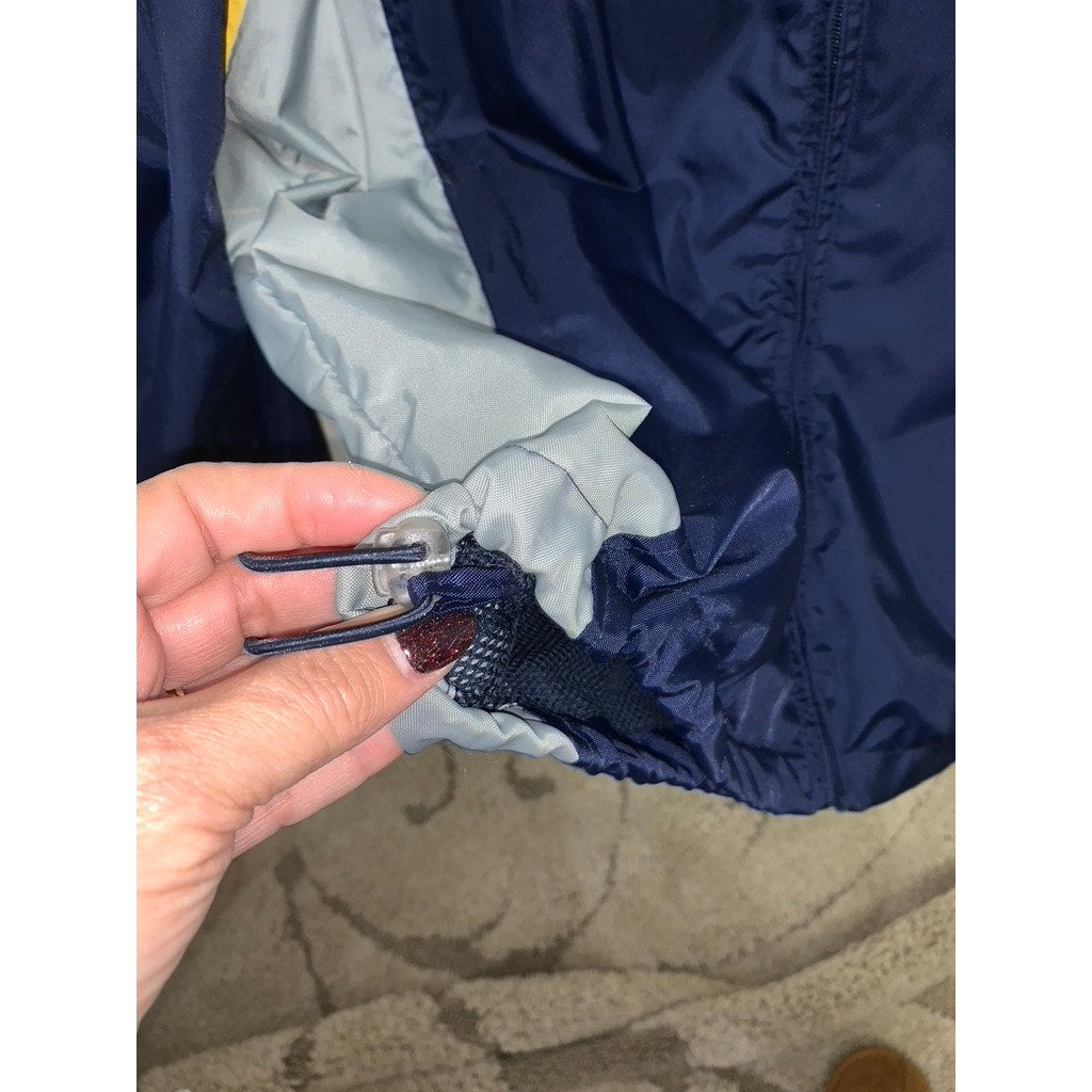 Vintage No Boundaries Unisex Windbreaker Jacket Navy Yellow Large Hooded Zip