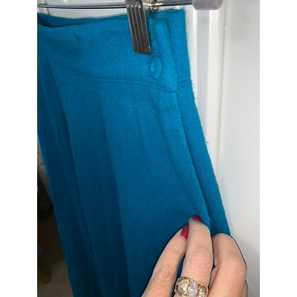 That's Me! Vintage Teal Wool Blend A-Line Midi Skirt Women’s Size 10