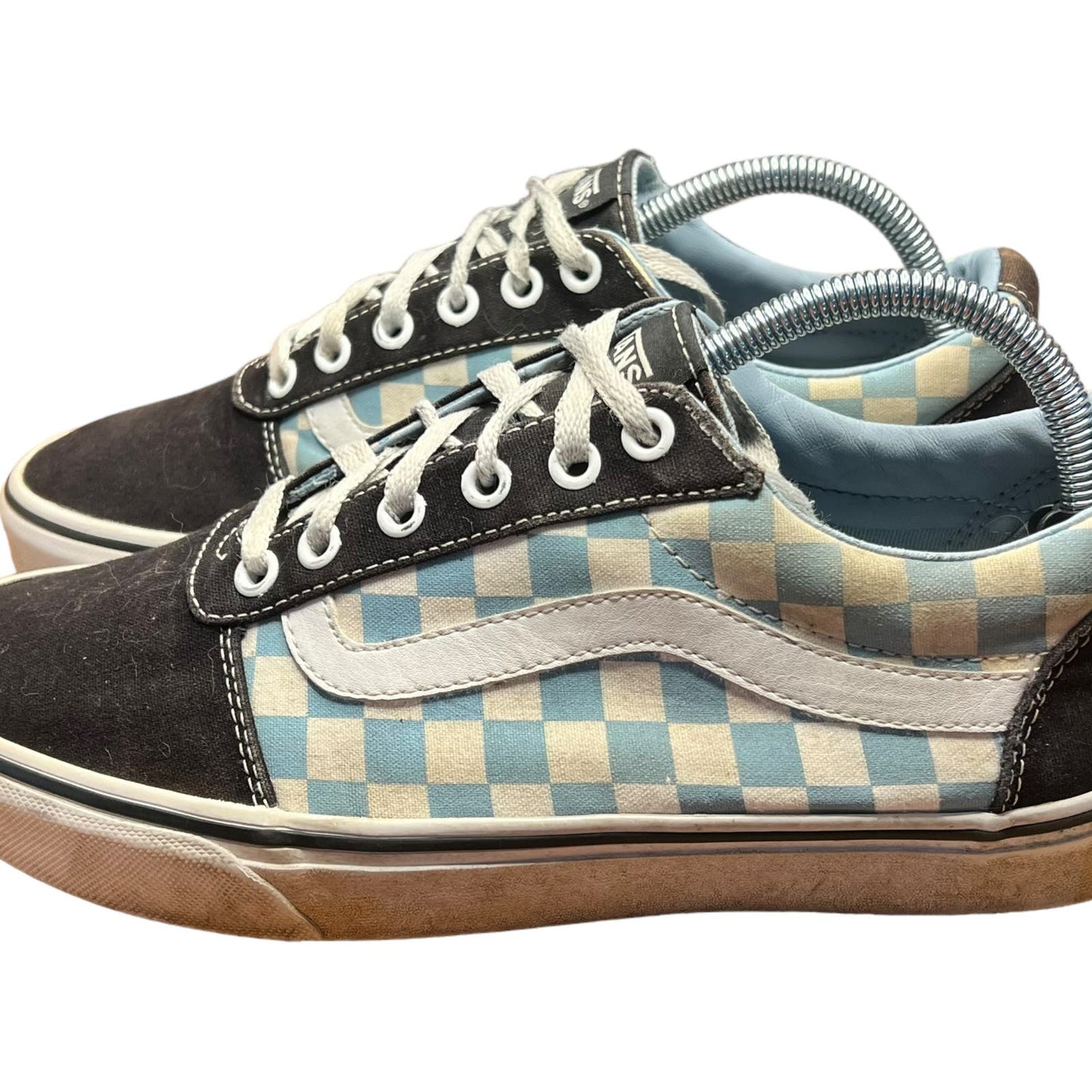 Vans Authentic Old Skool Baby Blue/True White Checkerboard Sneakers - Women's 10