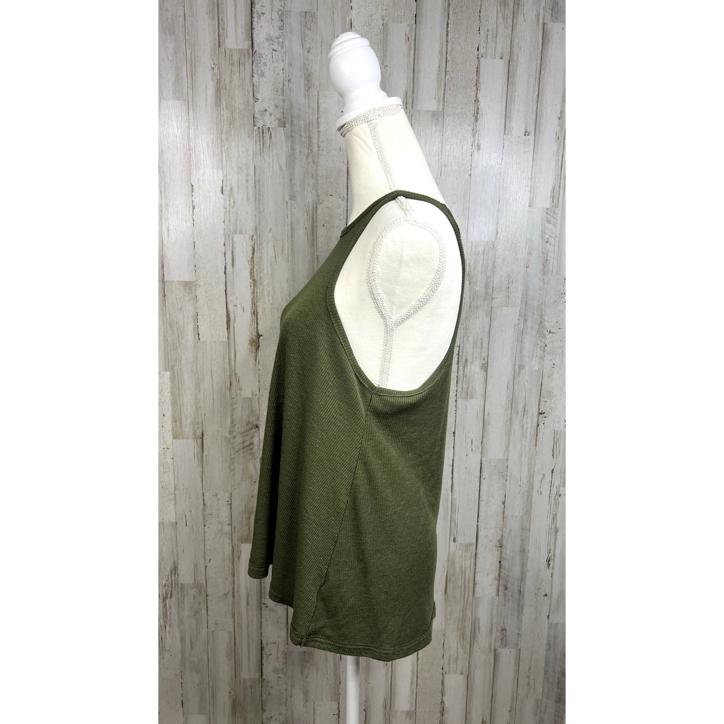 Free People Women's Dark Green Ribbed Racerback Tank Top Size S/P