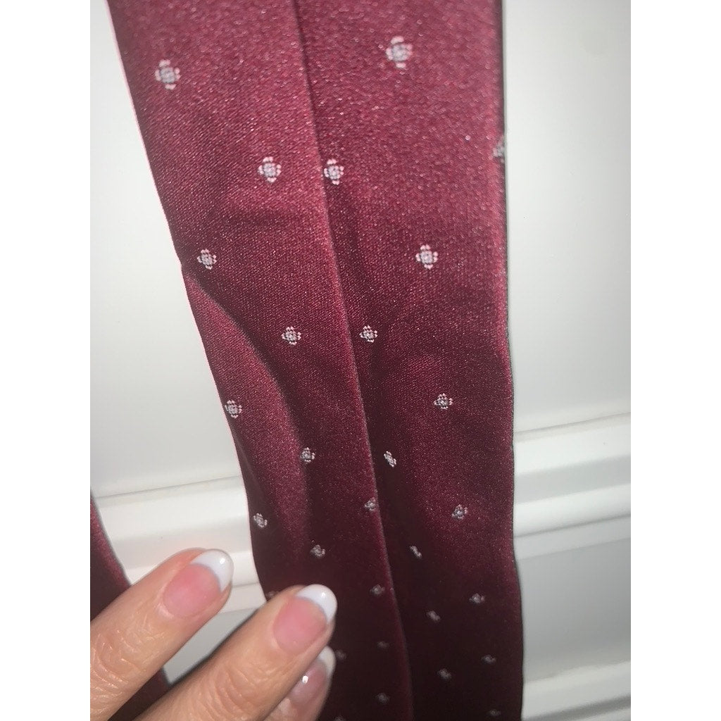 Wembley Vintage Burgundy Silk Polka Dot Men's Tie