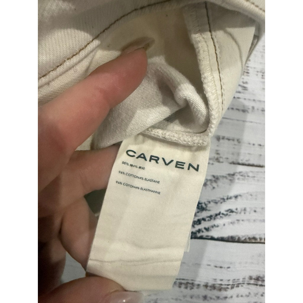 CARVEN Women's Beige Cargo Ankle Denim Jeans Pants Size 2 Straight Leg Casual