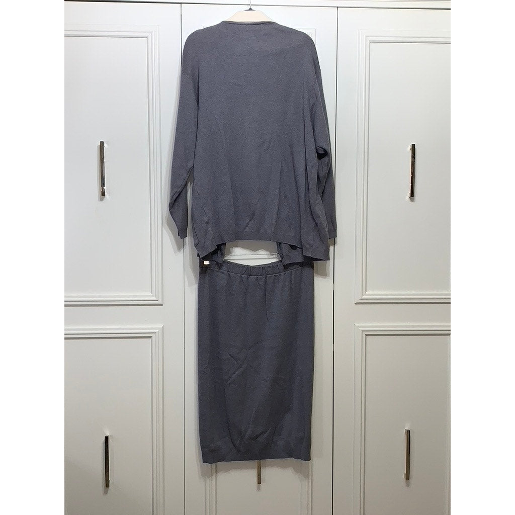 Lizsport Women's Lounge Set Gray Long Sleeve Size Large Casual Fall Outfit