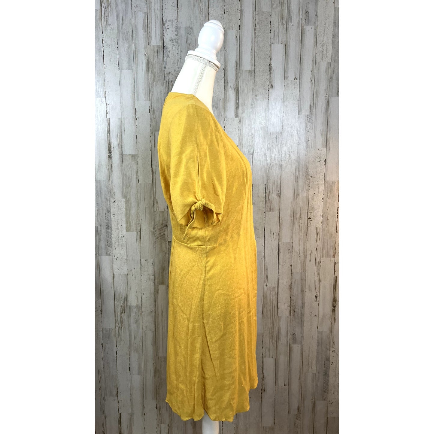 NWT Lulus My Philosophy Golden Yellow Wrap Dress XL Short Sleeve Summer V-Neck