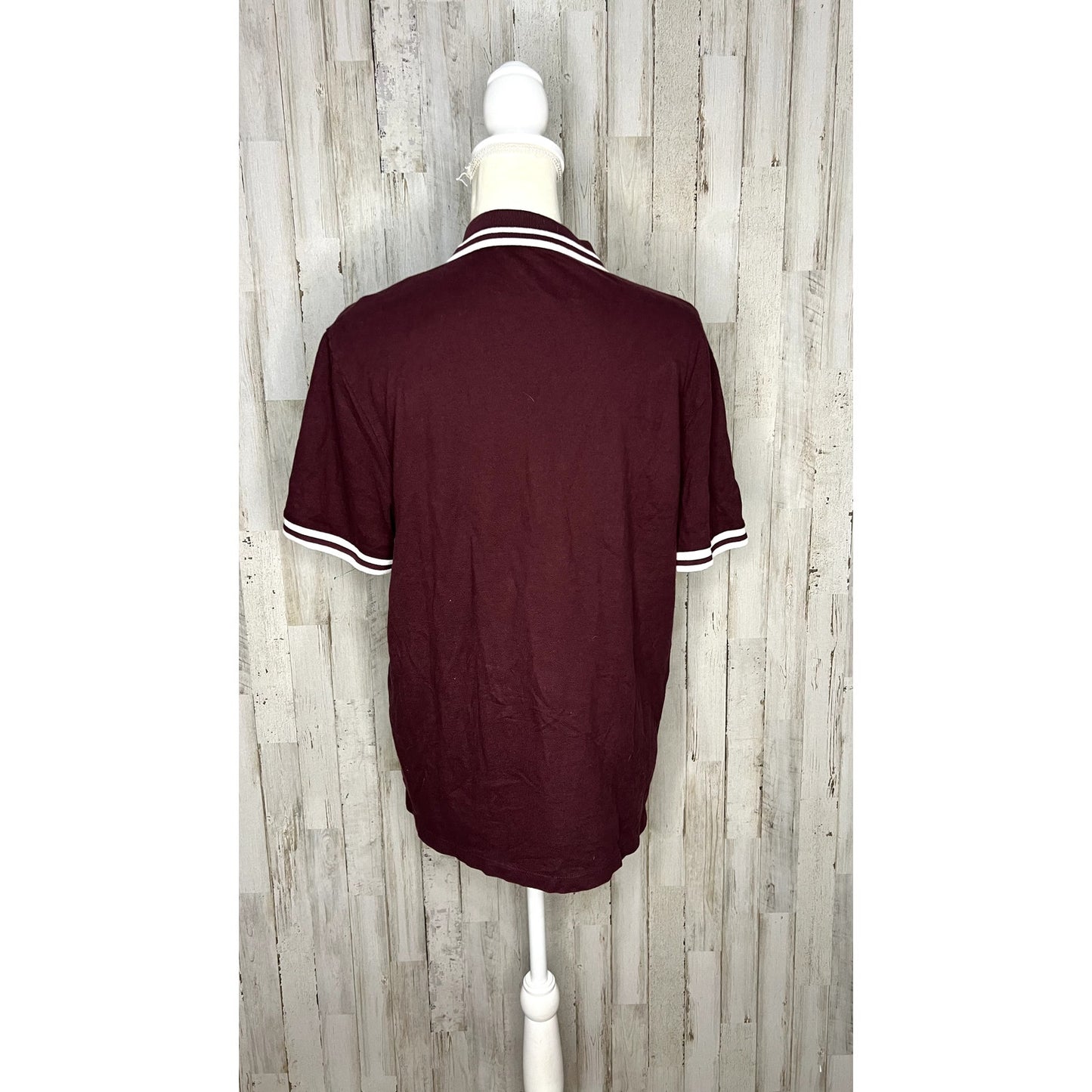 ASOS DESIGN Men's Burgundy Polo Shirt Size Large Short Sleeve Casual