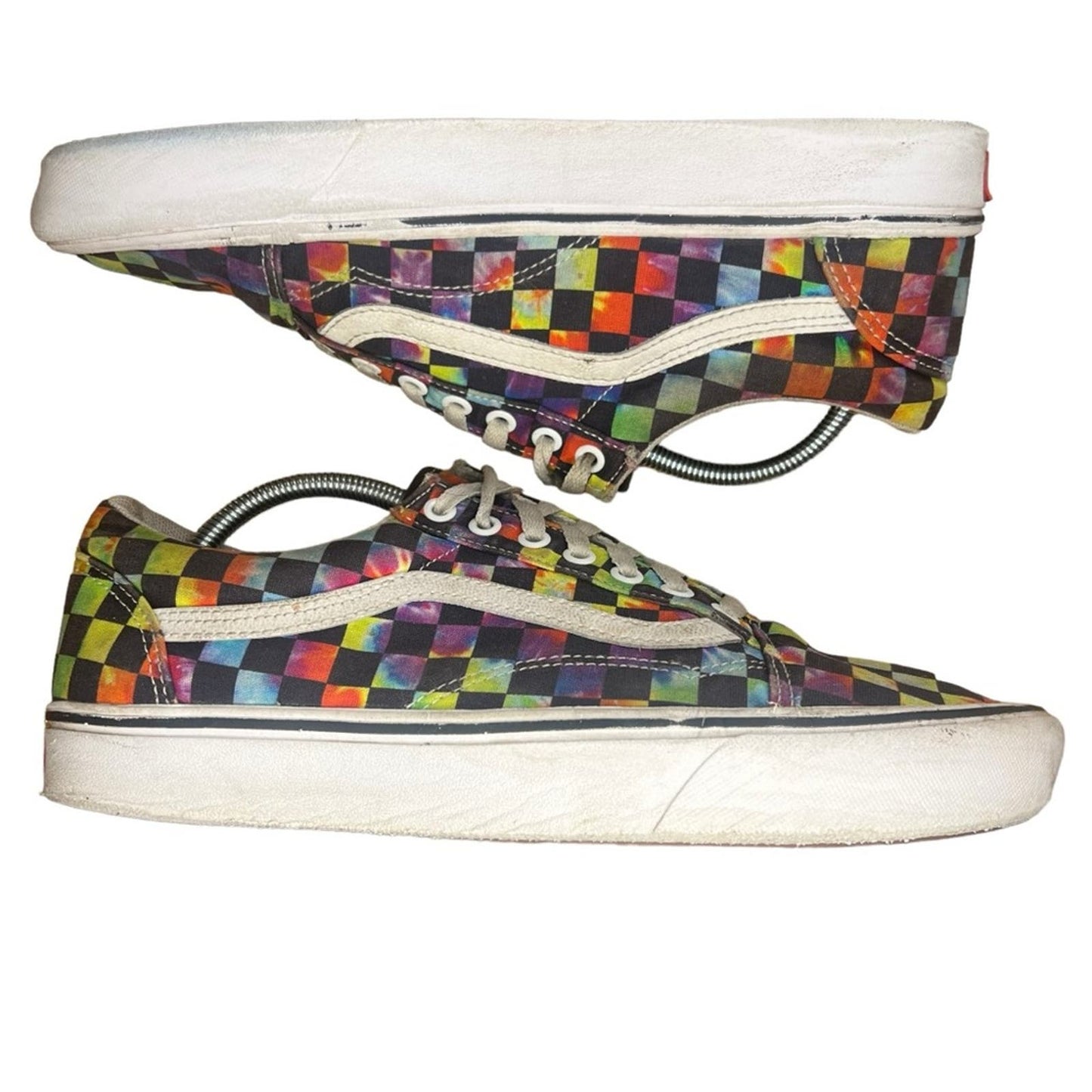 Vans Comfycush Old Skool 'Tie‑Dye Checker' Checkerboard Sneakers Men's Size 10