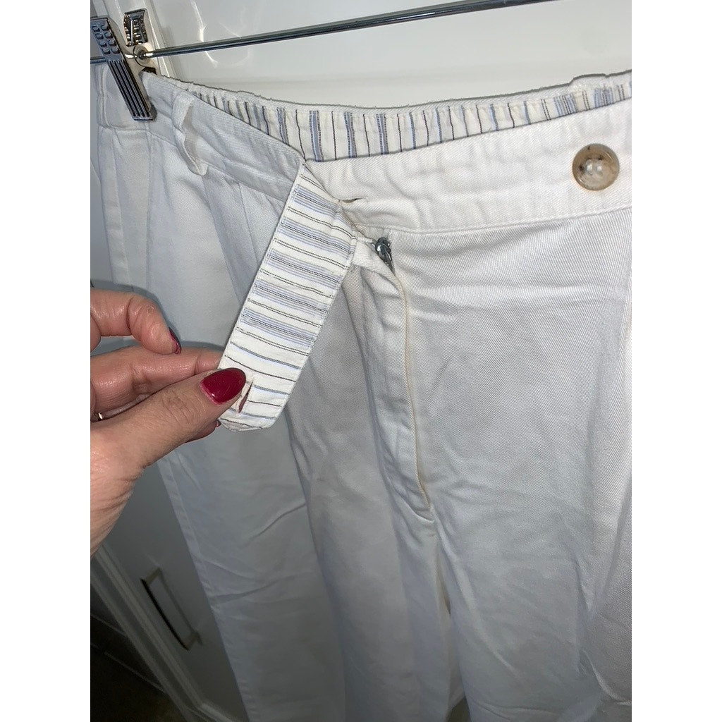 Talbots Petites Women's Size 12 White Straight Leg Cropped Dress Pants
