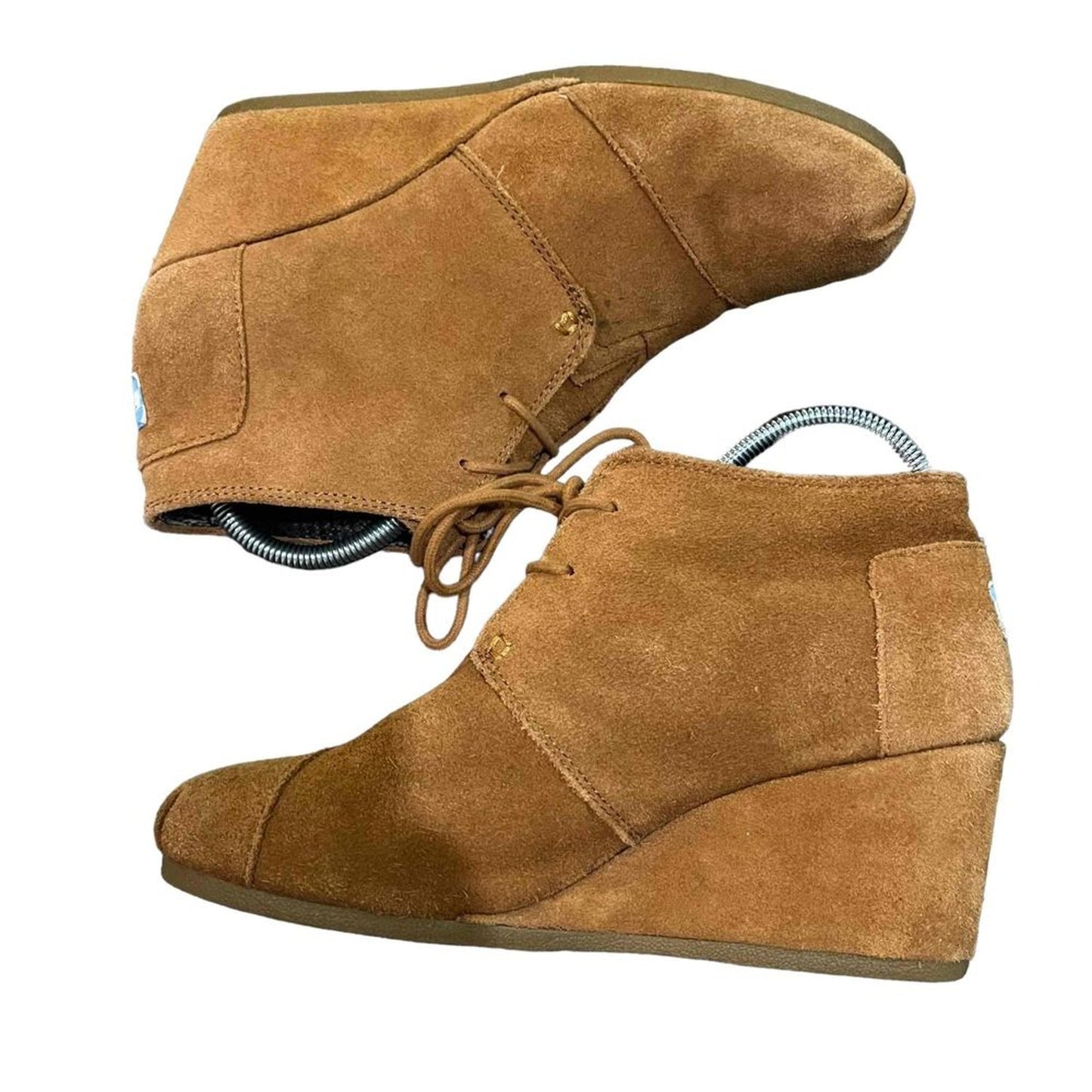 TOMS Desert Wedge Lace-Up Ankle Booties Womens Size 10 Brown Hidden Wedge