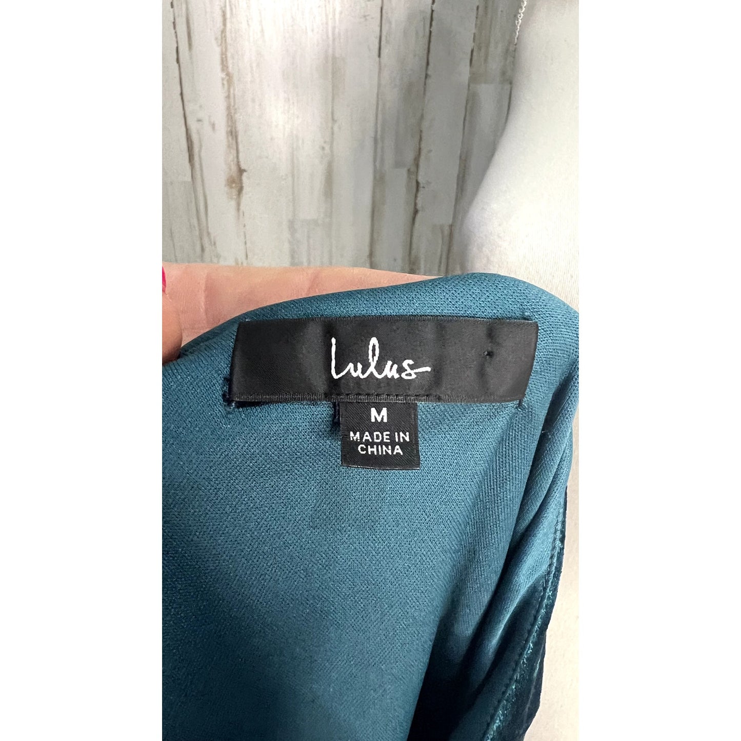 Lulus Women's One-Shoulder Mini Dress Teal Crushed Velvet Size Medium