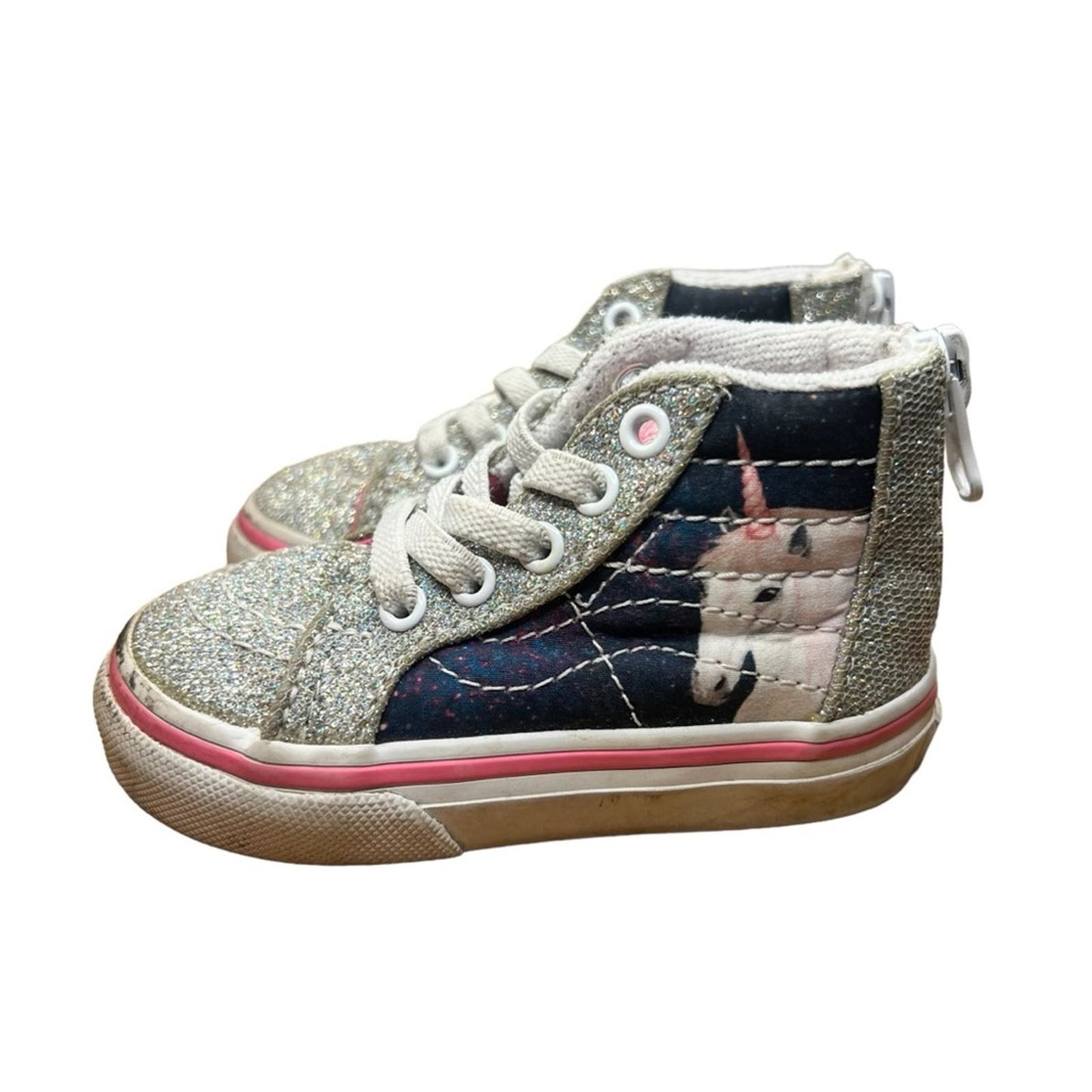 VANS Digi Unicorn Sk8-Hi Zip Glitter Girls Shoes - Toddler 4.0