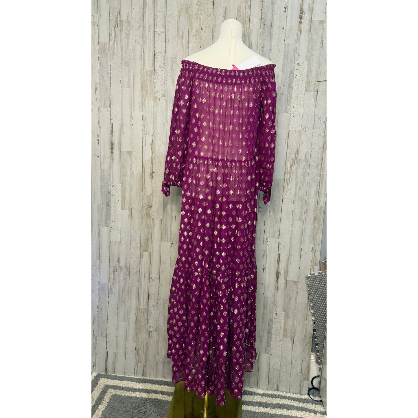 NWT Lilly Pulitzer Women's Dayla Off-Shoulder Maxi Cover-Up Small Amarena Cherry