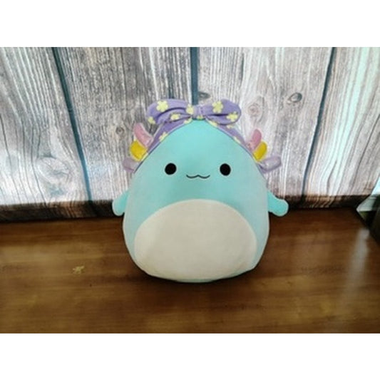 Squishmallows Blue Axolotl Plush Stuffed Animal Purple Floral Bow OSG 16"