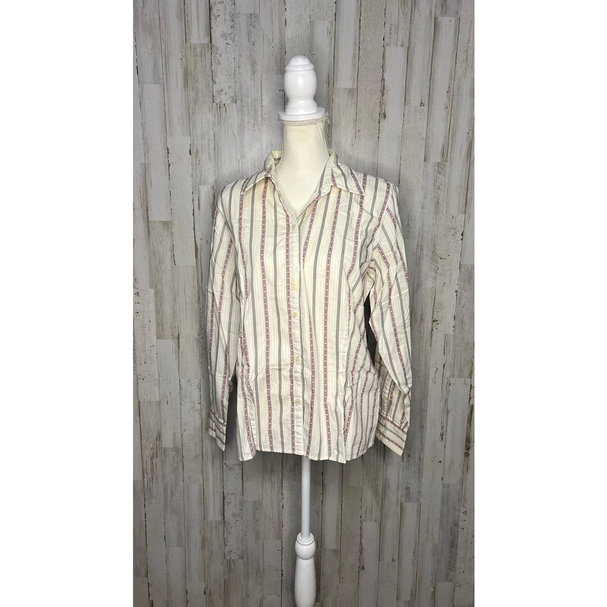 Liz Claiborne Women's Striped Button-Up Shirt Multicolor Size Large