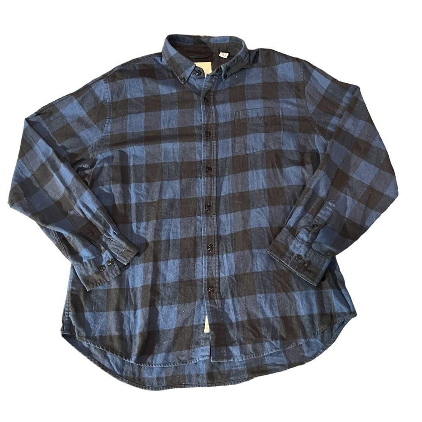 Weatherproof Vintage Shirt Mens XL Blue Black Plaid Flannel Button-Up