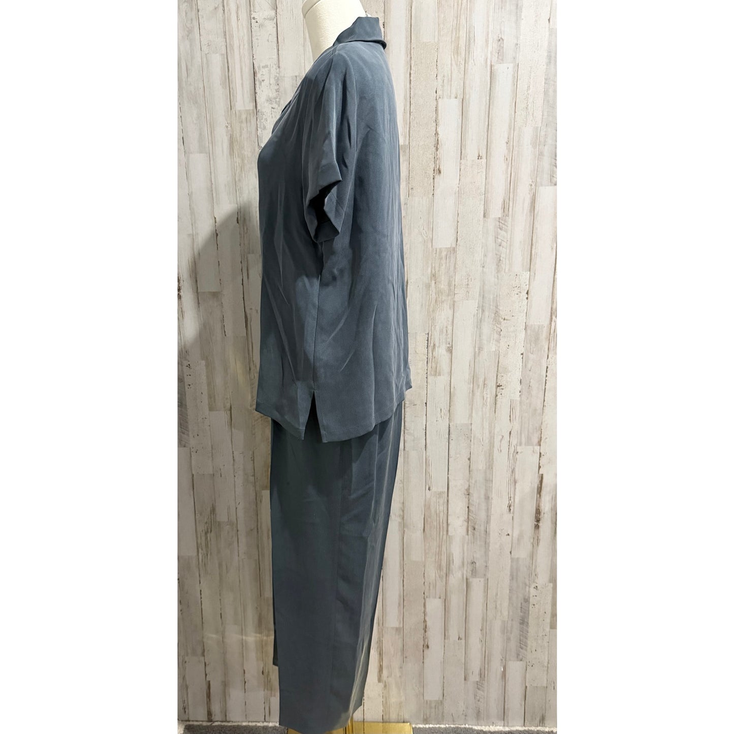 Josephine Chaus Pant Set Slate Blue Top (8) & Straight Pants (10)