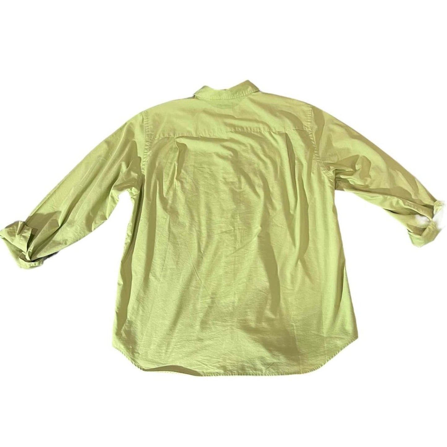 Lands' End Women's Size 12 Green Long Sleeve Button-Up Collared Shirt