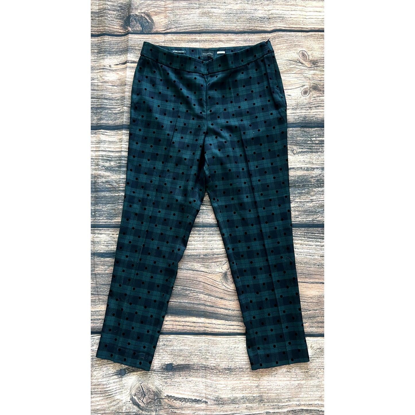 Talbots Women's Size 12 Wool Blend Plaid Slim Ankle Pants Multicolor Casual