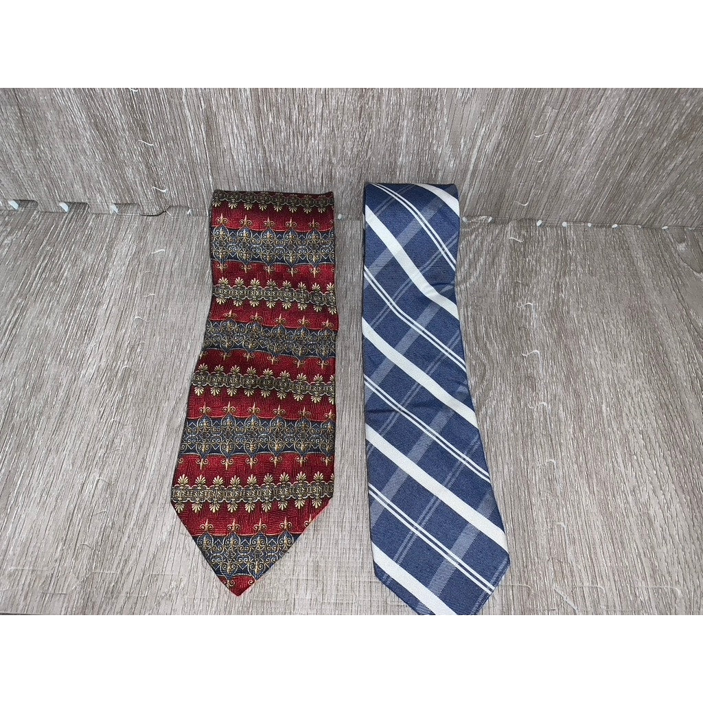 Vintage Silk Ties Plaid & Check Men's Designer 2 Piece Set Calvin Klein
