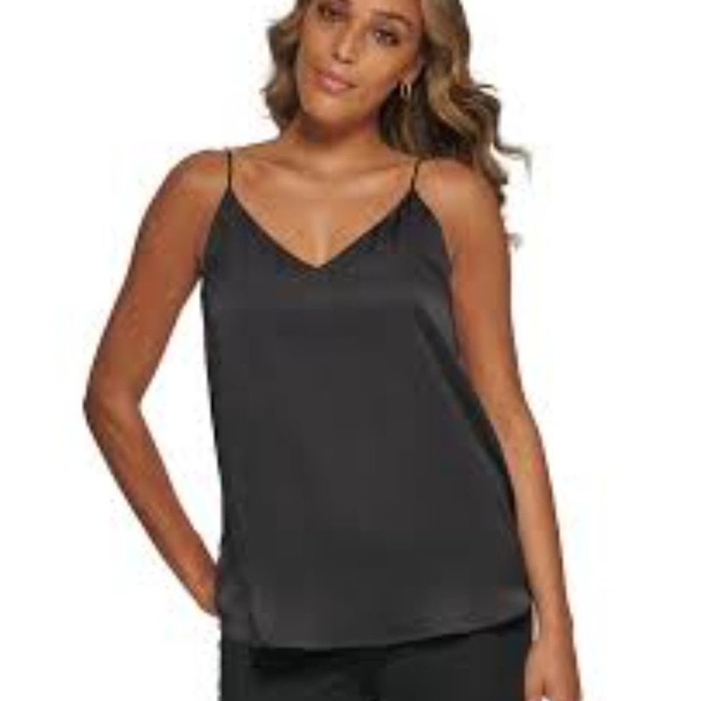 A New Day Women's Black V-Neck Camisole Top Sleeveless Polyester Size Large