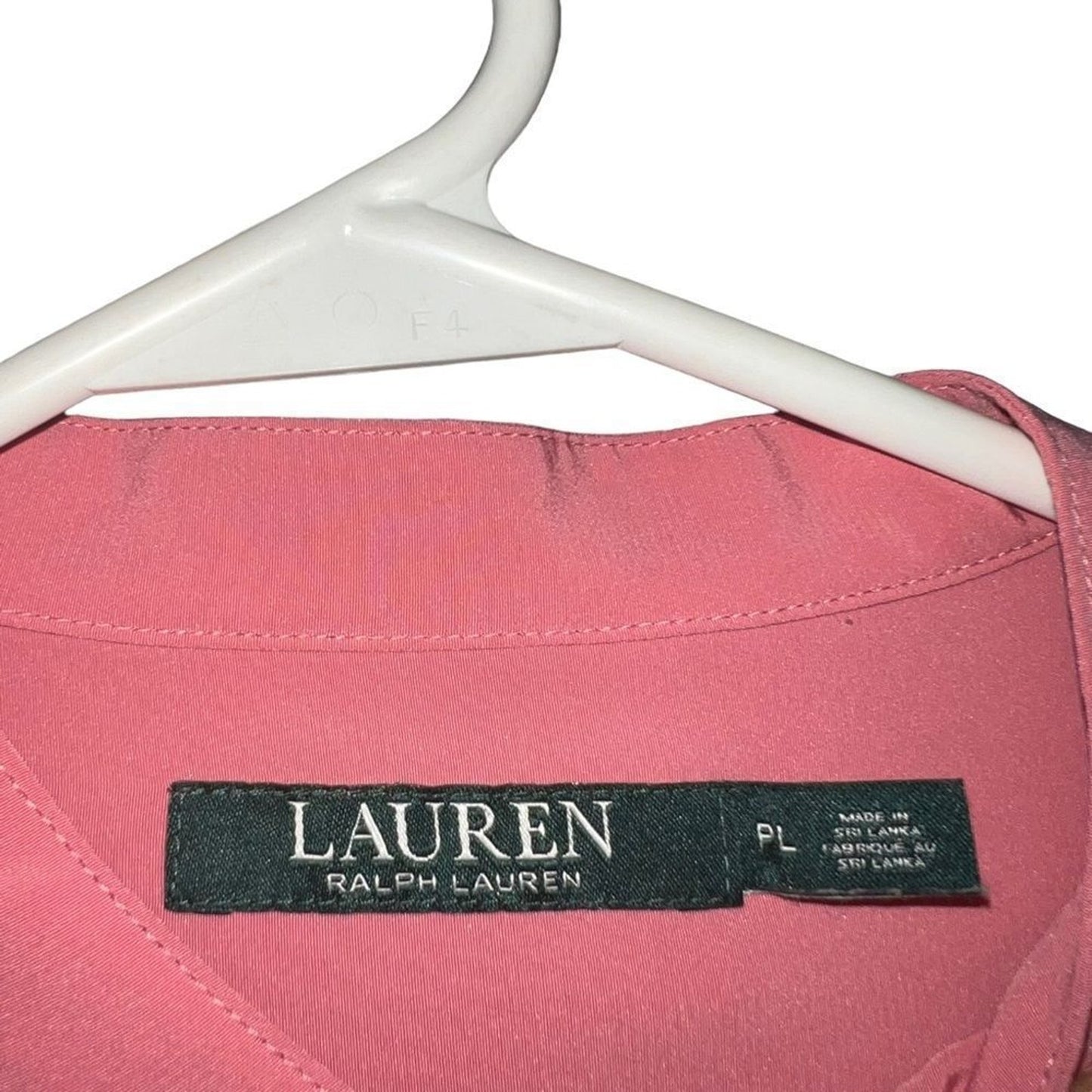 Lauren Ralph Lauren Blouse Womens Large Pink Tunic Button Front Long Sleeve