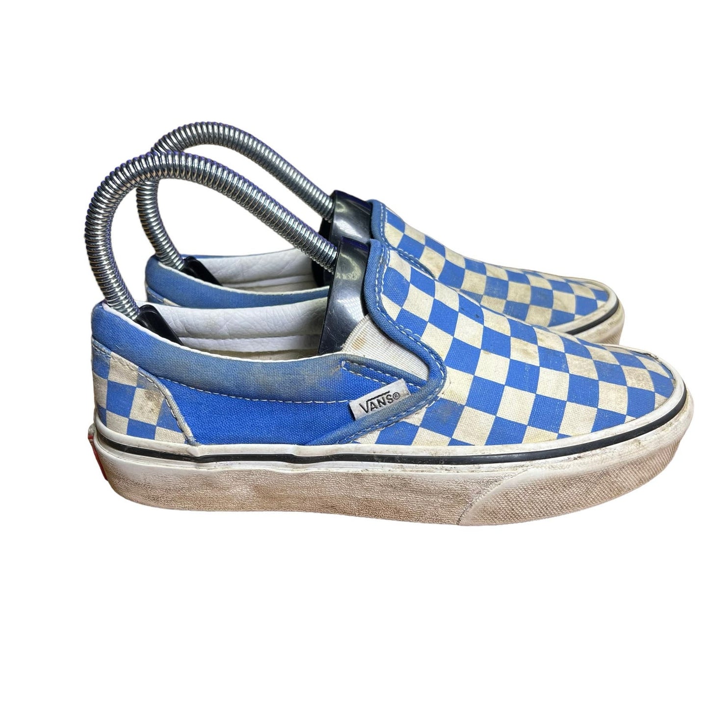 VANS Classic Slip-On Checkerboard Blue/ White Unisex Sneakers Y4.5/M4.5/W6.0