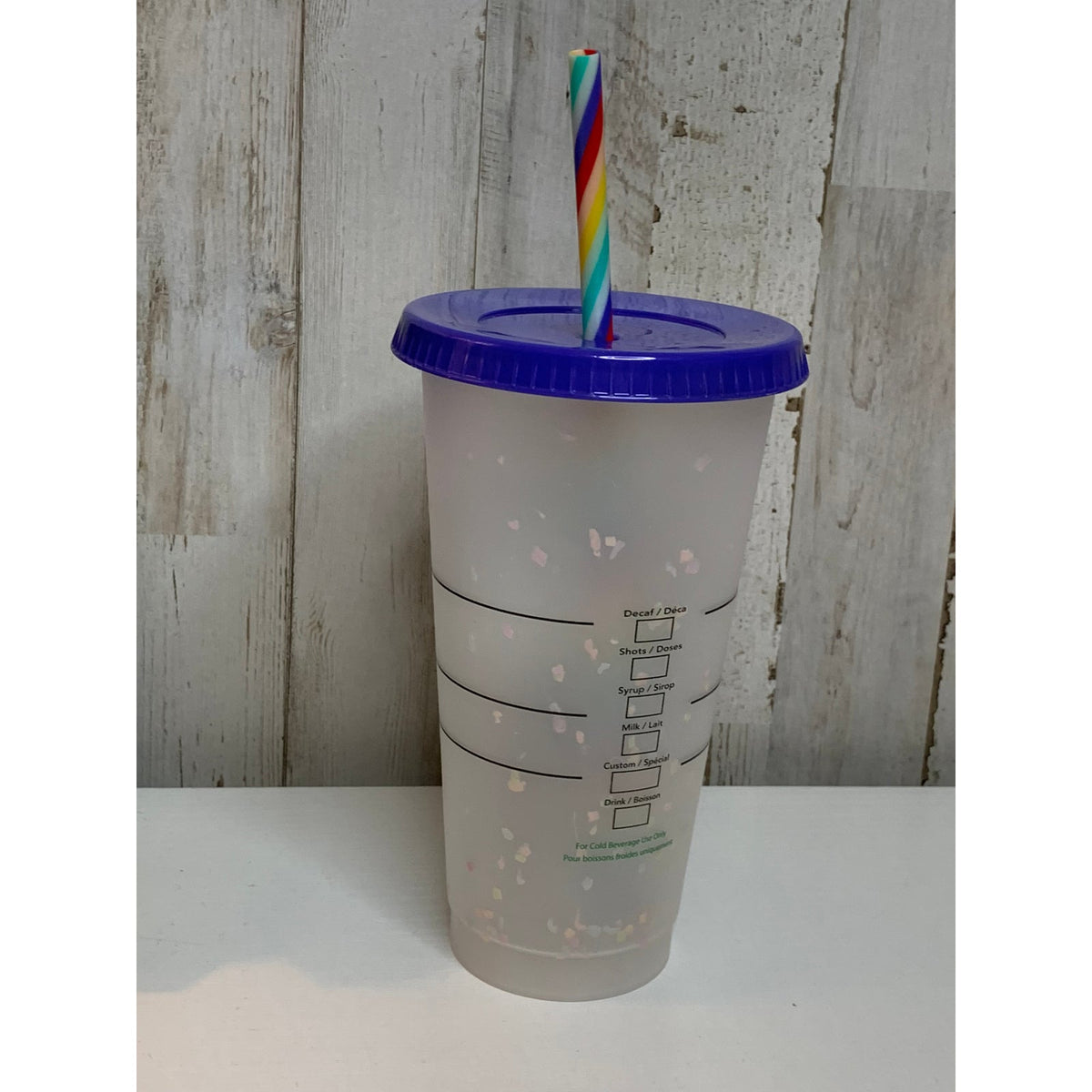 Starbucks Confetti Color Changing Cold Cup Tumbler 24 oz Lid & Straw