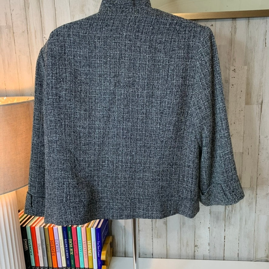 dressbarn Blazer Jacket Womens XL Black & White Tweed 3/4