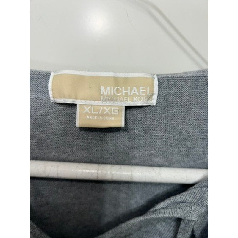 Michael Kors Women's XL Gray Ruffled Knit Pullover Sweater Casual