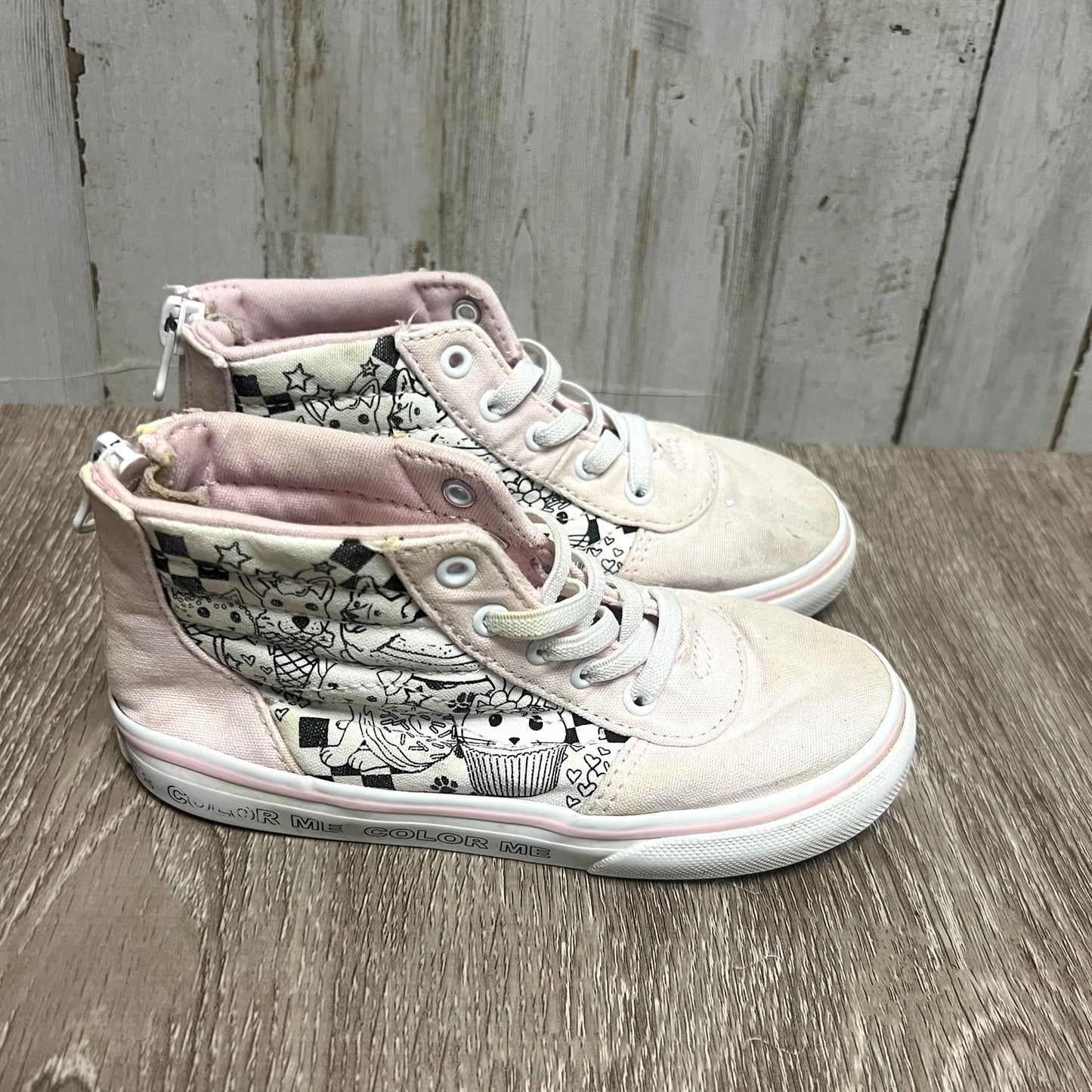 Vans Color Me High Top Sneakers Pink Toddler Size 10 Playful Print