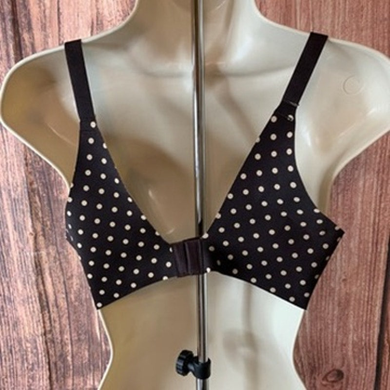 Soma Vanishing Back Bra Womens 36C Brown White Polka Dot