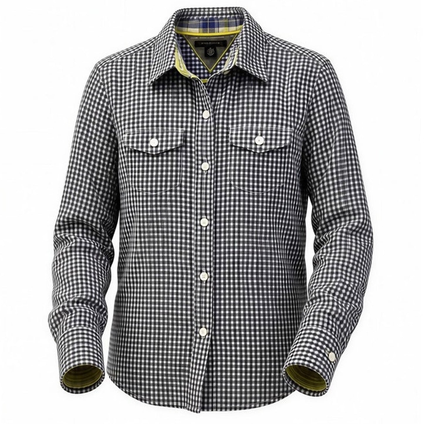 Tommy Hilfiger Button-Up Shirt Womens Medium Blue White Gingham Check Long
