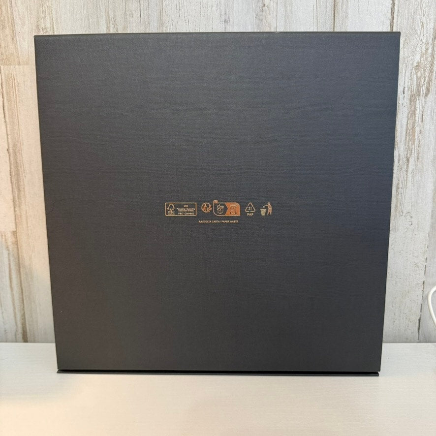 Versace Gift Box with Lid Black Raised Gold Logo Large 12x12x2 in