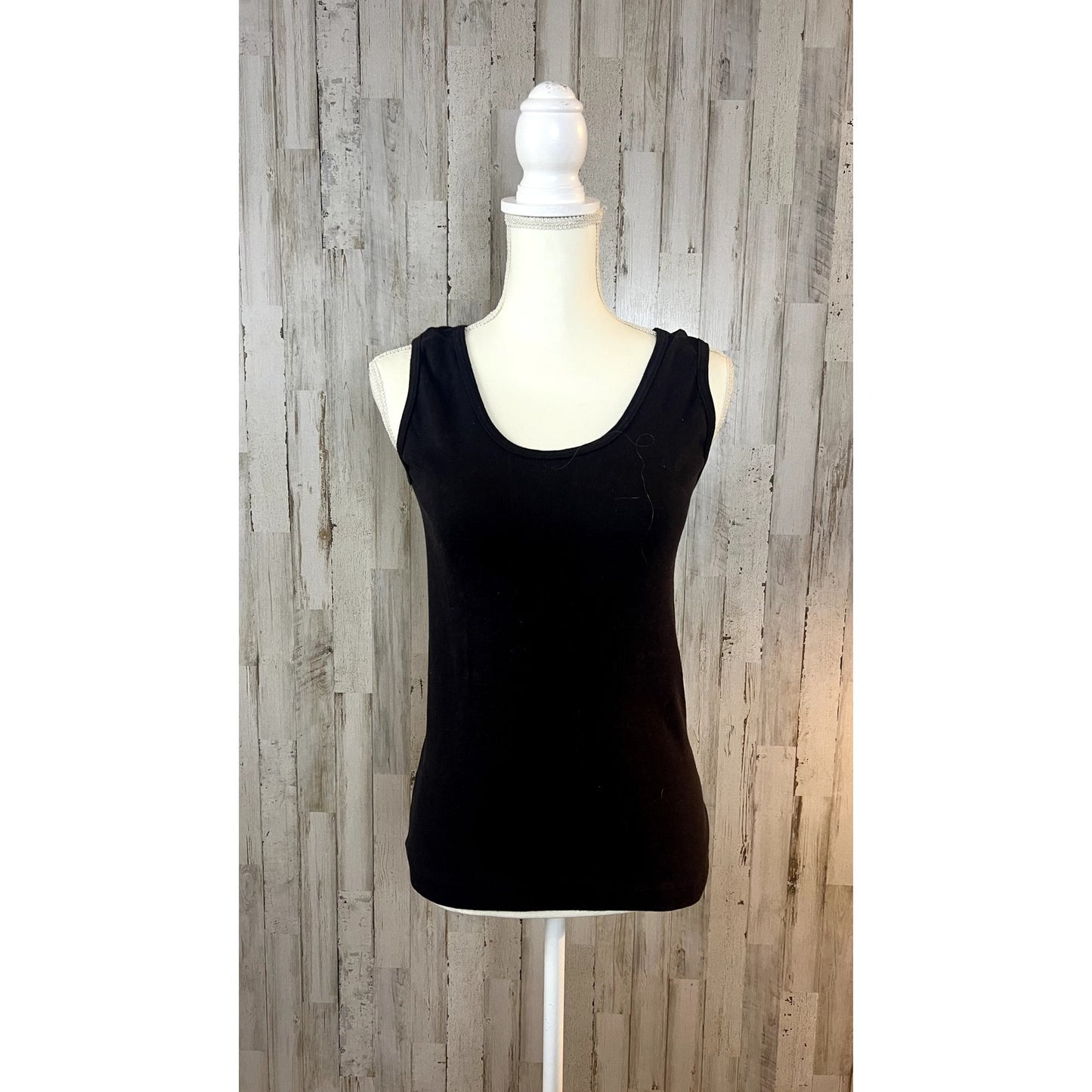 Vintage Altitude Women's Large Black Cotton Sleeveless Scoop Neck Tank Top