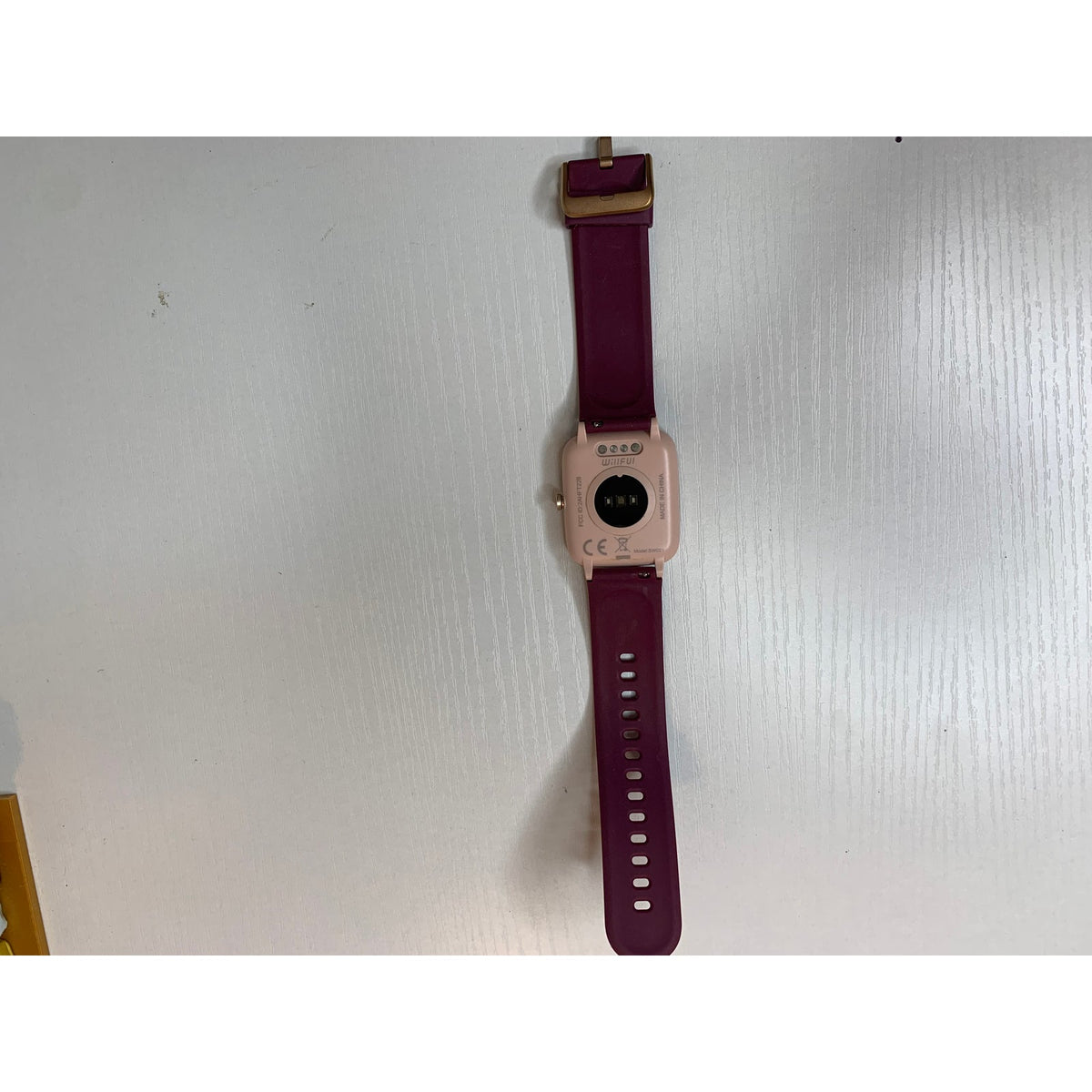 Smart Watch WillFUI SW021 Rose Gold Square Case Burgundy Silicone Band Fitness Tracker NOT TESTED