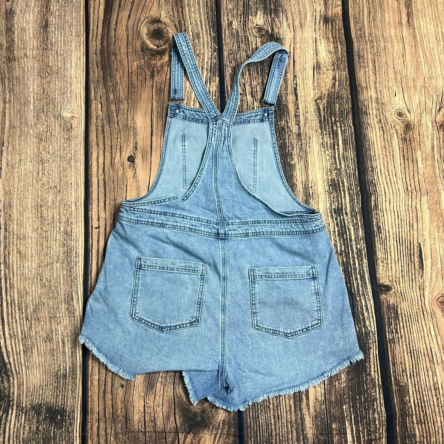 Aerie Women's Denim Short Overalls Blue Size Large Casual