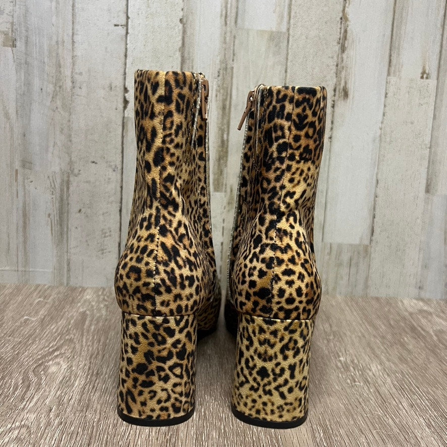 Sugar Women's Leopard Print Ankle Boots Size 7M Square Toe Chunky Heel Zip