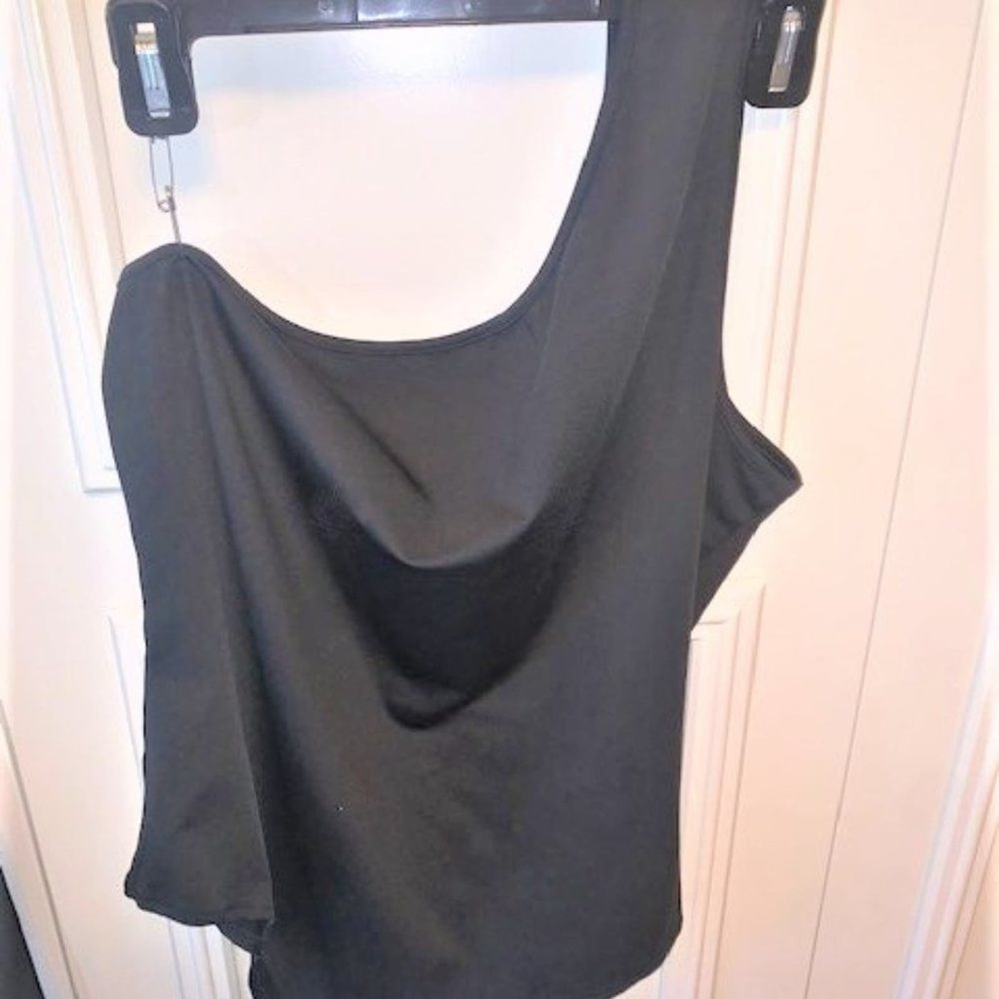 One shoulder black bodysuit 1X