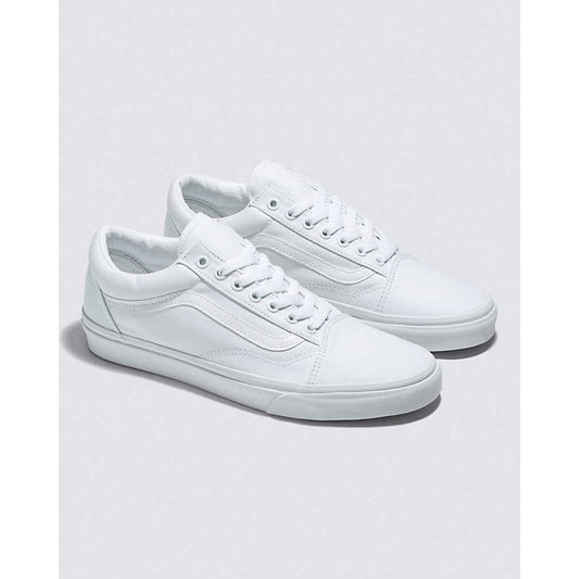 Vans Old Skool Classic Kids 3 White Canvas Sneakers Low Top Lace Up Skate Shoes