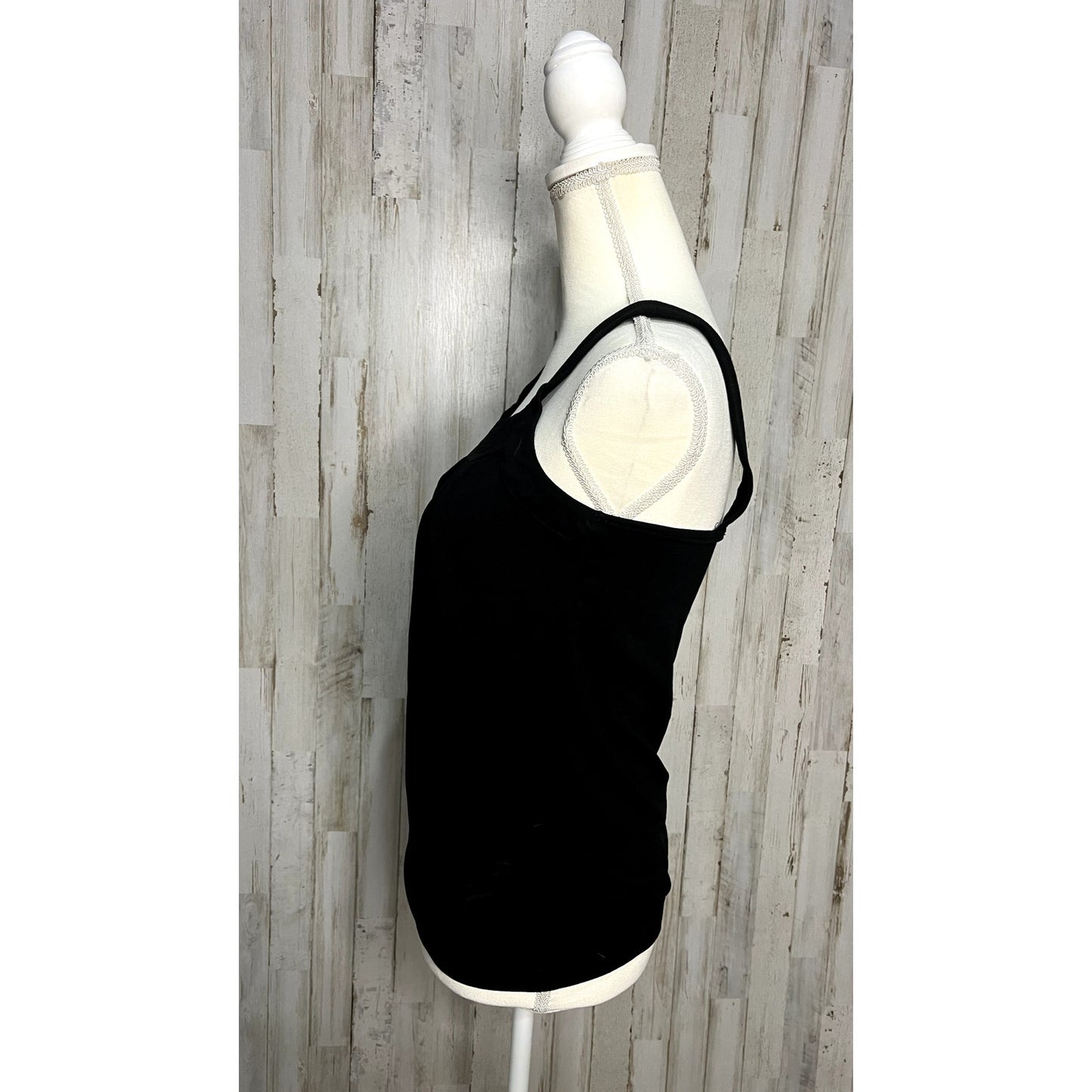 White House Black Market Women's XS Black Draped Square Neck Tank Top