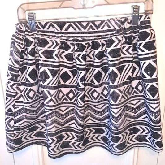 BCX Flounced Aztec print summer skirt M