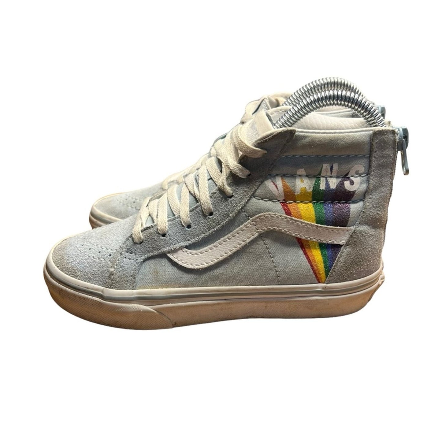 Vans Kids' Winter Sky/True White Rainbow Sk8-HI Zip Shoes - Youth Size 1.5