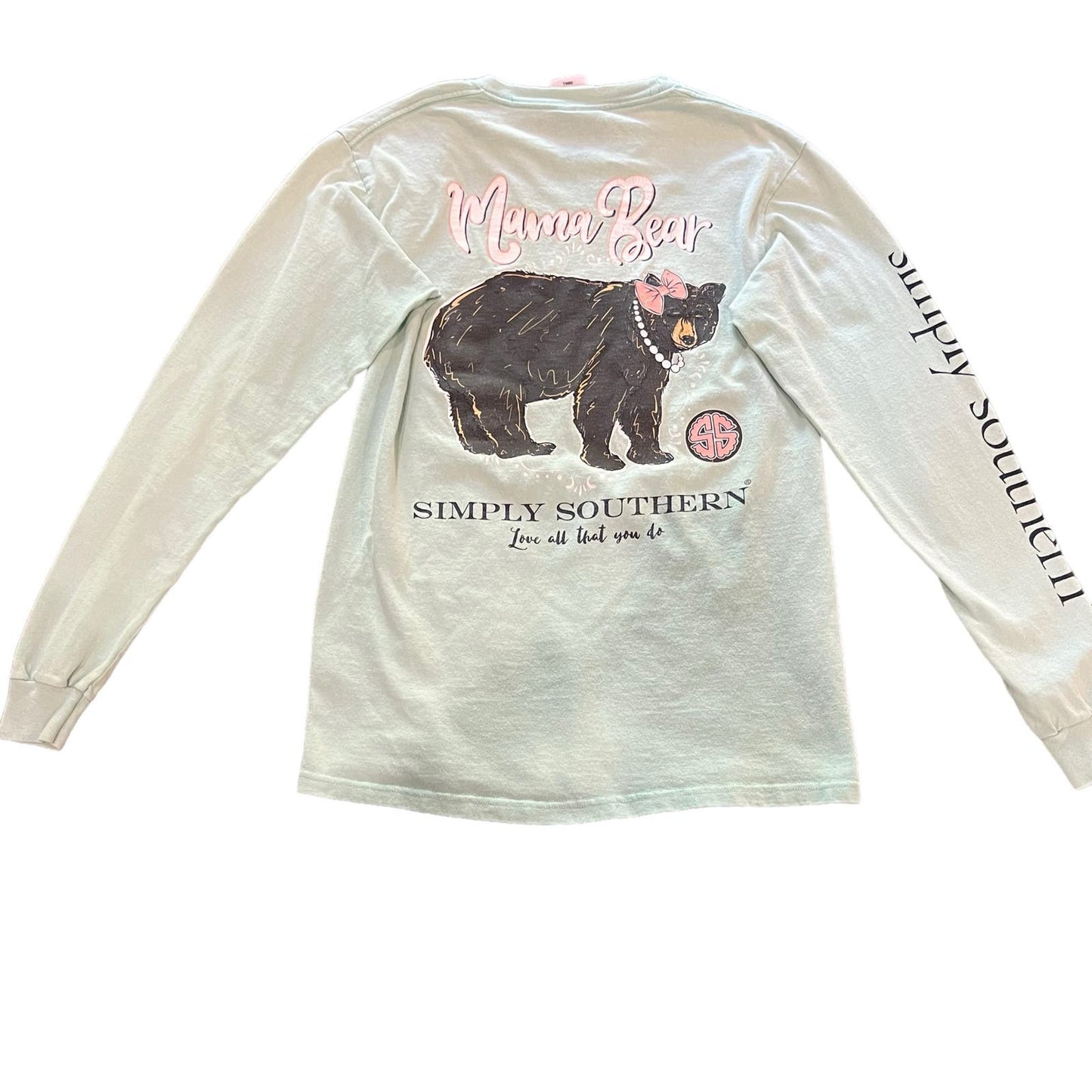 Simply Southern Women's Small Green Long Sleeve Mama Bear Graphic T-Shirt