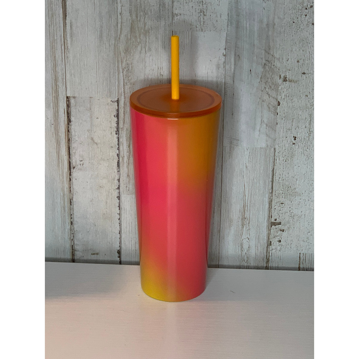 Starbucks Summer Ombre Cold Cup Tumbler 24 oz Orange Pink Yellow w/ Lid
