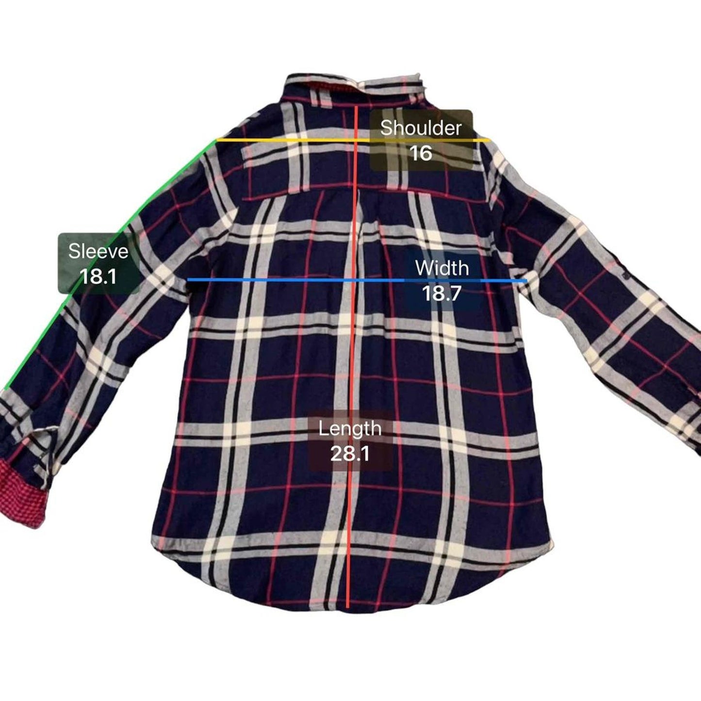 Miami Women's Blue & Red Plaid Pattern Button-Up Long Sleeve Shirt Size Small