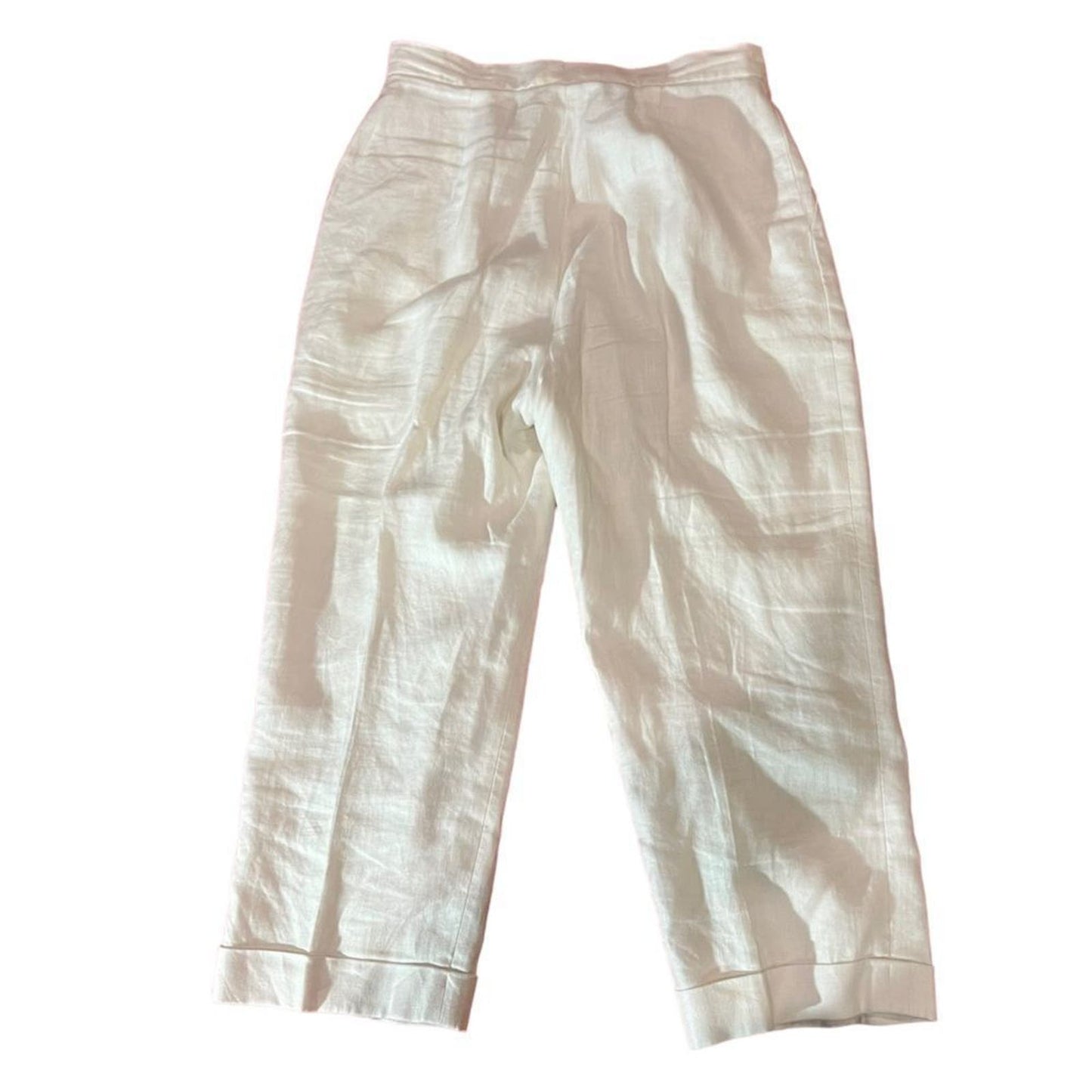 Lauren Ralph Lauren White 100% Linen Pants Size 10P